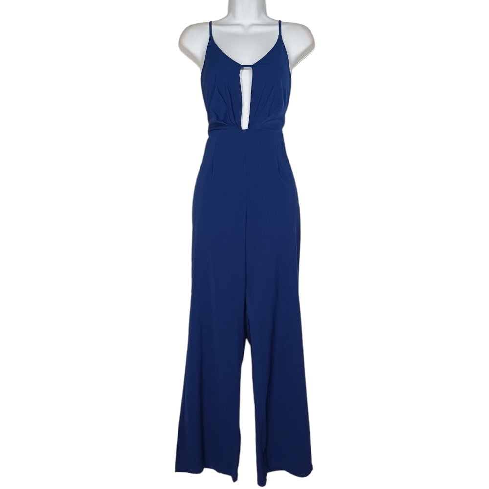 STOREE Blue Pleated Keyhole Front Sleeveless Jumpsuit Small
